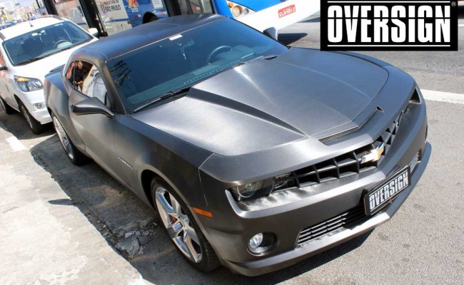 Camaro SS, Camaro SS preto, Camaro Preto, Camaro envelopado, Camaro aço escovado, Black Brushed Metallic, Oversign, (59)