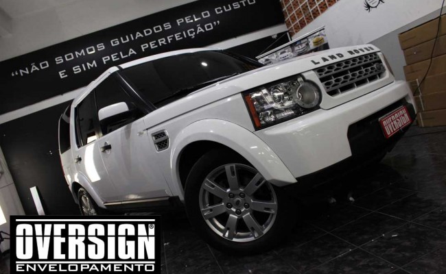 Land Rover Discovery 4, envelopamento branco, adesivo alto brilho, envelopamento de carros, carros de luxo, range rover, evoque, sport, vogue, oversign, (23)