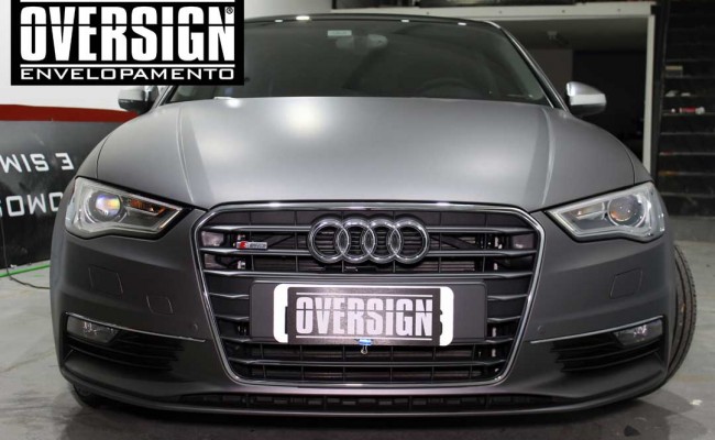 Audi A3 S-line, A3, S-line, Avery, Avery Dennison, Supreme wrapping film, Charcoal metallic, envelopamento de carros, cinza fosco, oversign, Vannucchi, Sid Signs, (17)