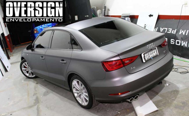 Audi A3 S-line, A3, S-line, Avery, Avery Dennison, Supreme wrapping film, Charcoal metallic, envelopamento de carros, cinza fosco, oversign, Vannucchi, Sid Signs, (20)