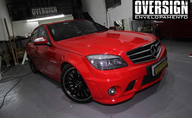 Mercedes C63 AMG Vermelho, c63 vermelho, amg vermelho, divena, ammarcelo, wrap red, envelopamento vermelho, adesivo vermelho, c63 envelopada, oversign (45)