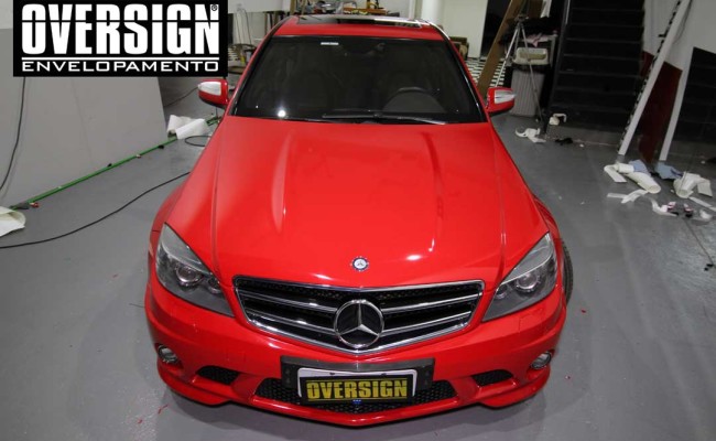 Mercedes C63 AMG Vermelho, c63 vermelho, amg vermelho, divena, ammarcelo, wrap red, envelopamento vermelho, adesivo vermelho, c63 envelopada, oversign (48)