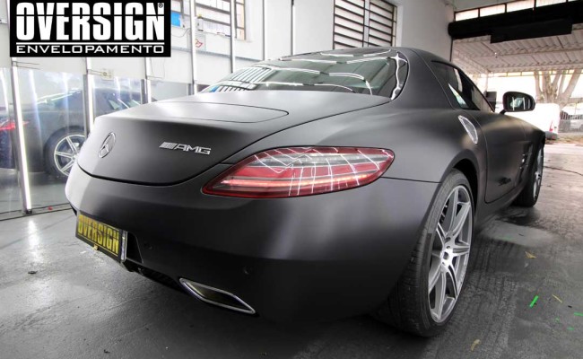 Mercedes SLS AMG, ENvelopamento, preto fosco, black satin, oversign, ferrari, porsche, Lamborghini, Maserati, Levante, envelopamento de carros, teto black piano, (01 (25)