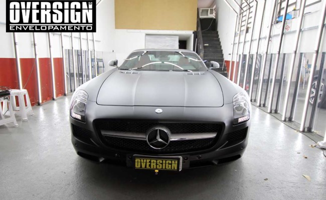 Mercedes SLS AMG, ENvelopamento, preto fosco, black satin, oversign, ferrari, porsche, Lamborghini, Maserati, Levante, envelopamento de carros, teto black piano, (01 (29)