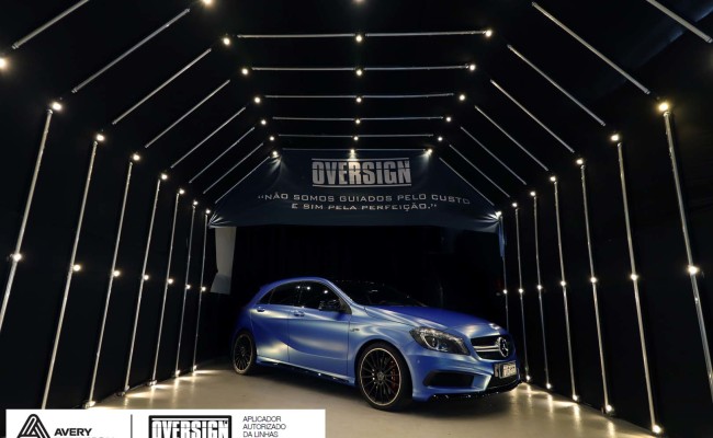 Mercedes A45 amg, AMG, a45, novo a45, wave blue, envelopamento, envelopamento de carros, carros de luxo, divena mercedes, oversign, (44)