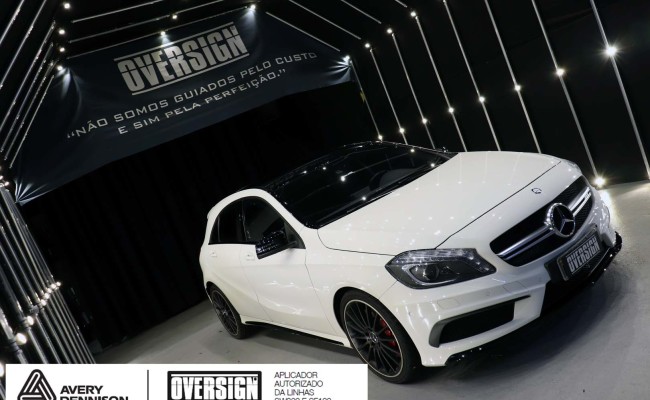 Mercedes A45 amg, AMG, a45, novo a45, wave blue, envelopamento, envelopamento de carros, carros de luxo, divena mercedes, oversign, (5)